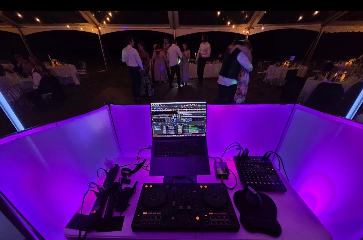 Guests celebrating together on an elegant wedding dance floor